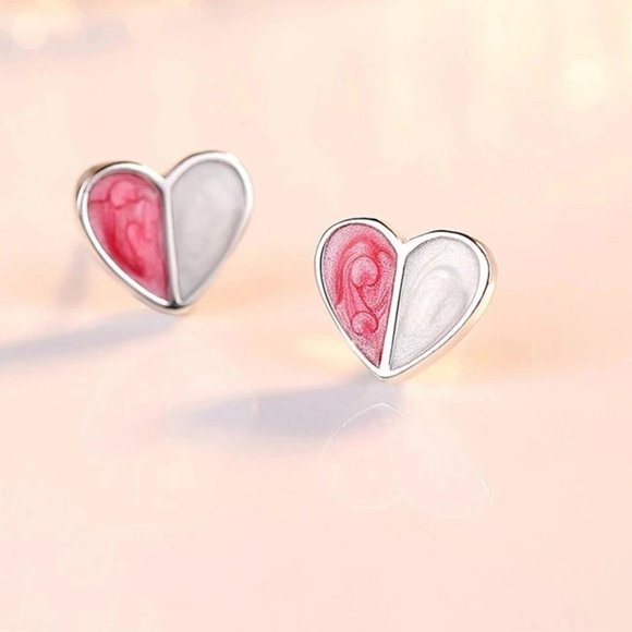 ⭐4pc Bundle Sale⭐ Pink & White Earrings, Pendant & 18" Chain Sterling Silver - Picture 3 of 8